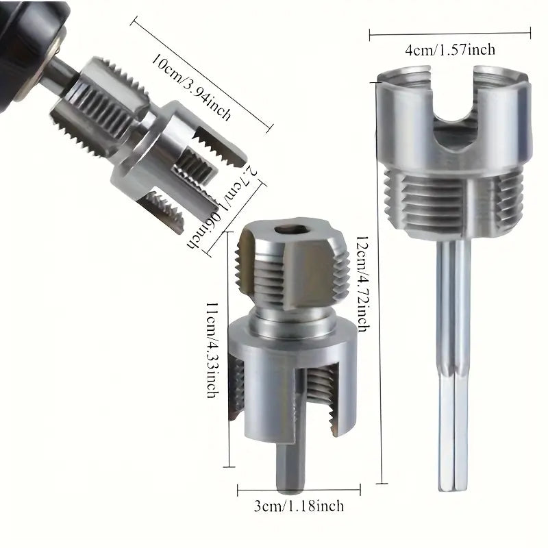 3-Piece Heavy-Duty Alloy Pipe Threading Tool Set - 1/2", 3/4", 1" Internal/External Threads, Electric Drill Compatible PVC/Plastic Pipe Threading Tool, Suitable for DIY and Professional Plumbing Installations (Compatible with PPR, MPP Pipes)Summervibes