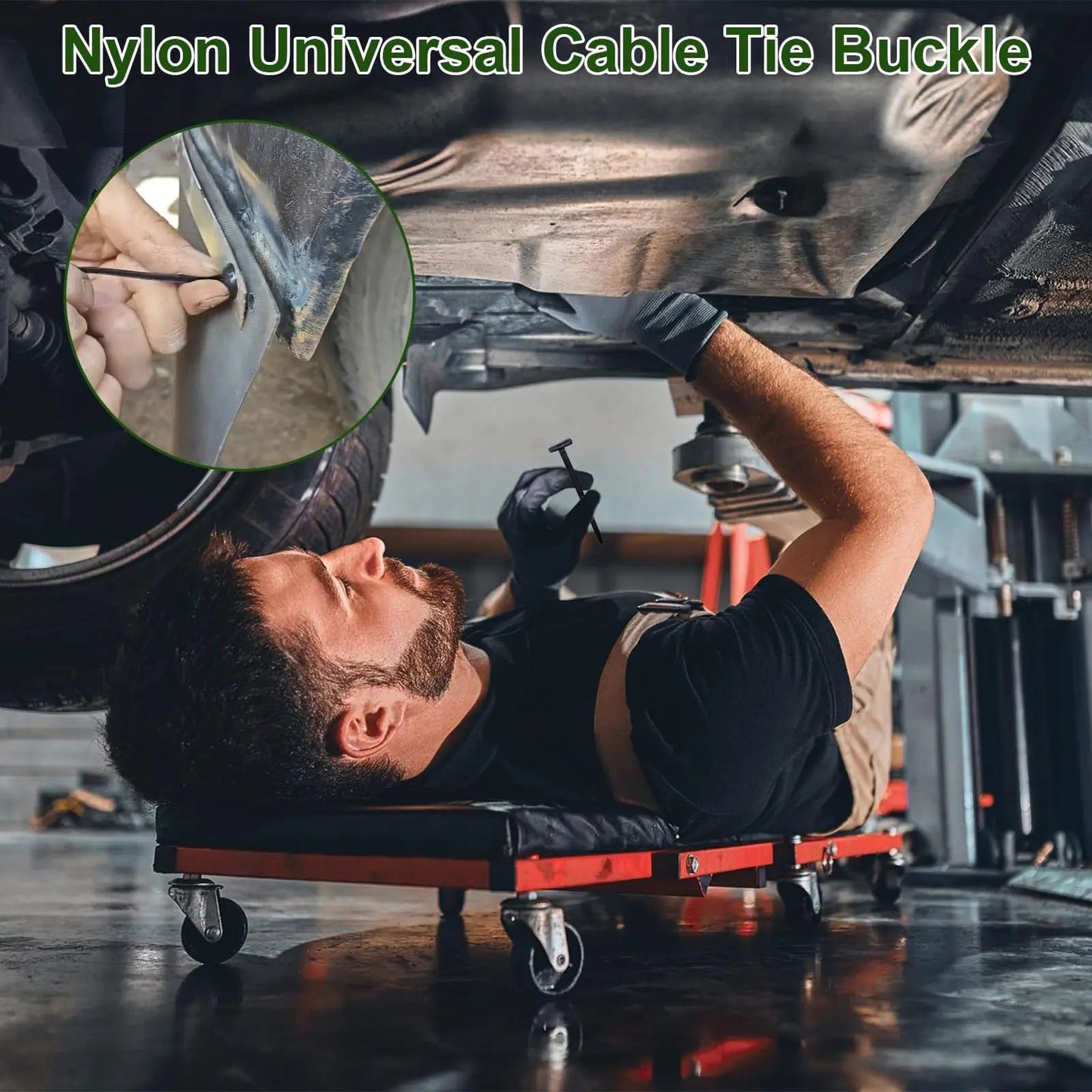 Nylon Cable Tie Buckle Kit PA66 Windproof Tensile Strength: 50kg &Anti-Corrosion for Car/Home/industrial Cable Management-40°C-130°C Extreme Proof, Lifetime Supply Pack (100pcs)TTV FathersDayGift daily repair Universal bundle