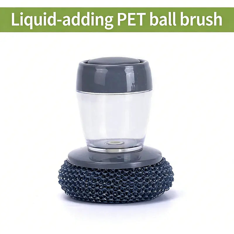 Automatic Liquid Filling Comfort Handle Soap Dispense Palm Brush for Kitchen Sink Pot Bowl Cleaning Ergonomic Non-slip Grip Durable Bristles Multi-Purpose Tool - Sponges