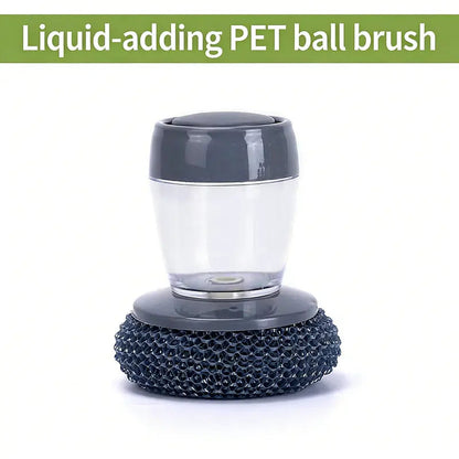 Automatic Liquid Filling Comfort Handle Soap Dispense Palm Brush for Kitchen Sink Pot Bowl Cleaning Ergonomic Non-slip Grip Durable Bristles Multi-Purpose Tool - Sponges