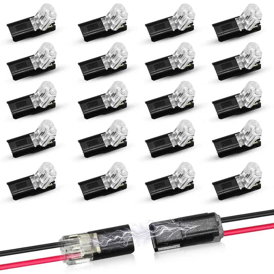 Double-Wire Plug-in Connector Led Light Strip Connectors 2 Pin, Low Voltage Wire Connector with Locking Buckle, Fast Connect Plugs Led Connectors for Strip Lights，Lead strip automotive wiring electricity Power Distribution Secure,Diy-YY