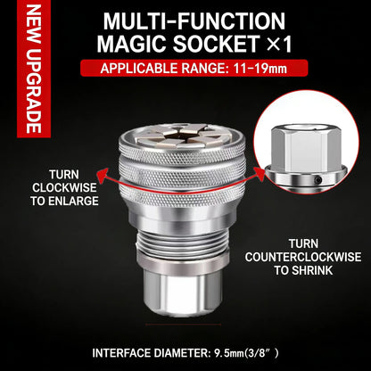 Multi-Function Universal Socket Wrench Tool - Universal Maintenance Tool, Adjustable Universal Socket Wrench, Universal Socket Tool for 3/8" Drive Ratchet Torque Wrench & Power Drill (Connecting rod random color)