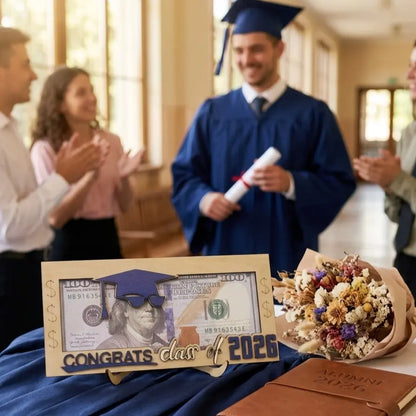 Graduation 2026 Money Holder-Unique Wooden Cash Gift Box for Class of 2026, Creative Graduation Gift for Seniors