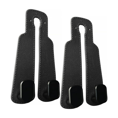 4 Counts Car Seat Headrest Hook, Improved Car Seat Back Double Hooks for Kids' Toys Hats Masks Sunglasses, Soft Gentle Faux Leather
