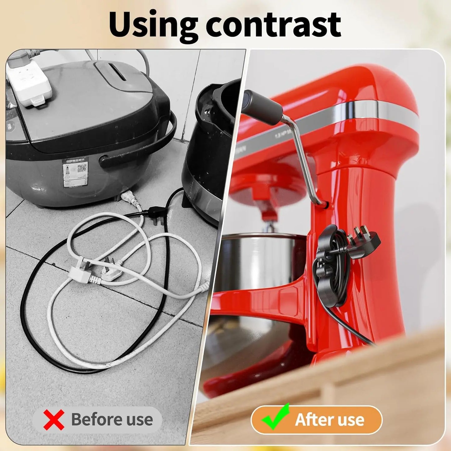【10-pack】 Cord Organizer for Appliances Upgraded Kitchen Cord Keeper with 3M Glue & TPR Silicone for Air Fryer Coffee Maker Blender Pressure Cooker Toaster Home Storage Hook cleaning supplies and tools household essentials household items