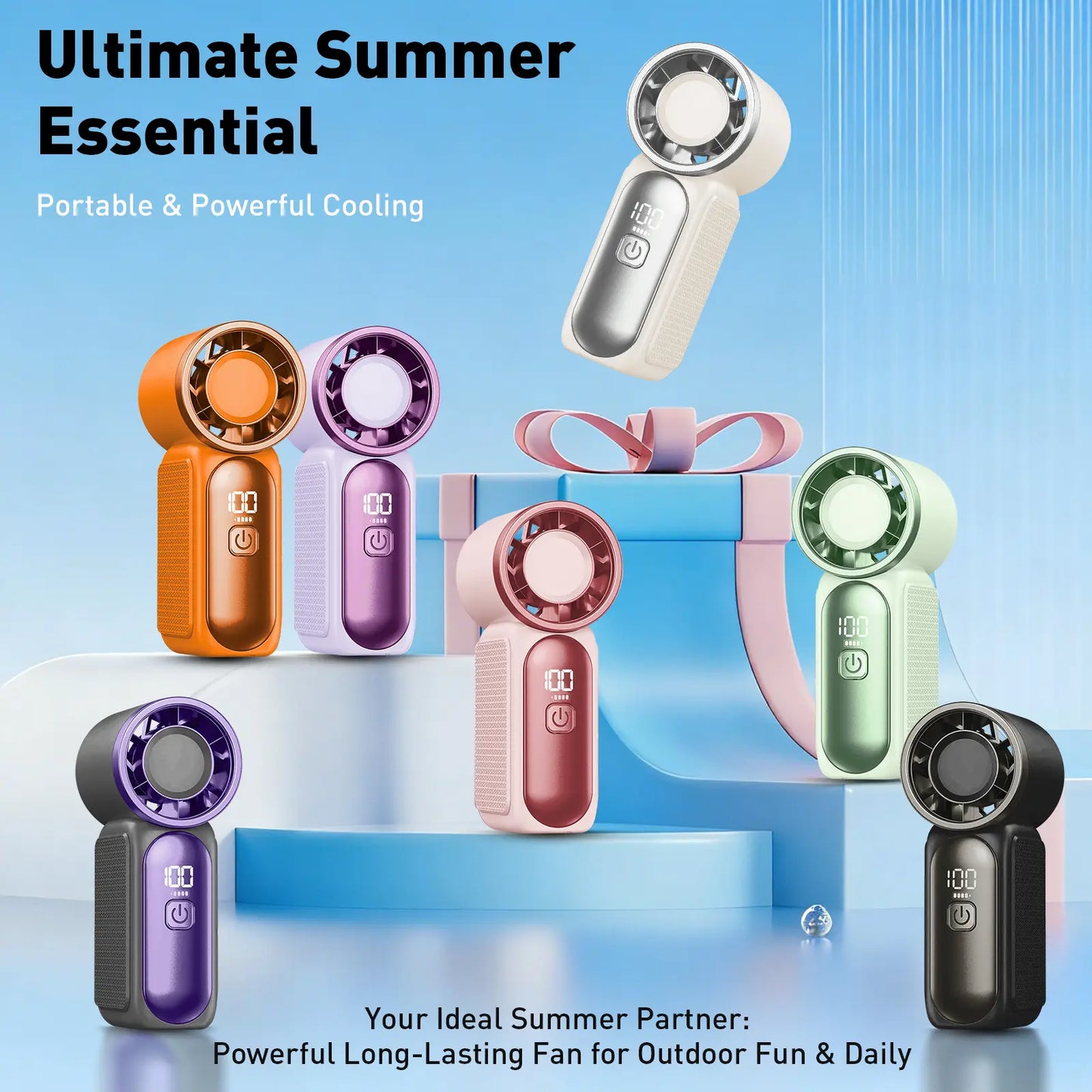 Mini Handheld Fan with LED Display – 6-Speed Turbo Pocket size Fan for Women. USB Rechargeable, High-Speed Cooling for Travel & Makeup. Perfect Gift. Portable Refrigeration