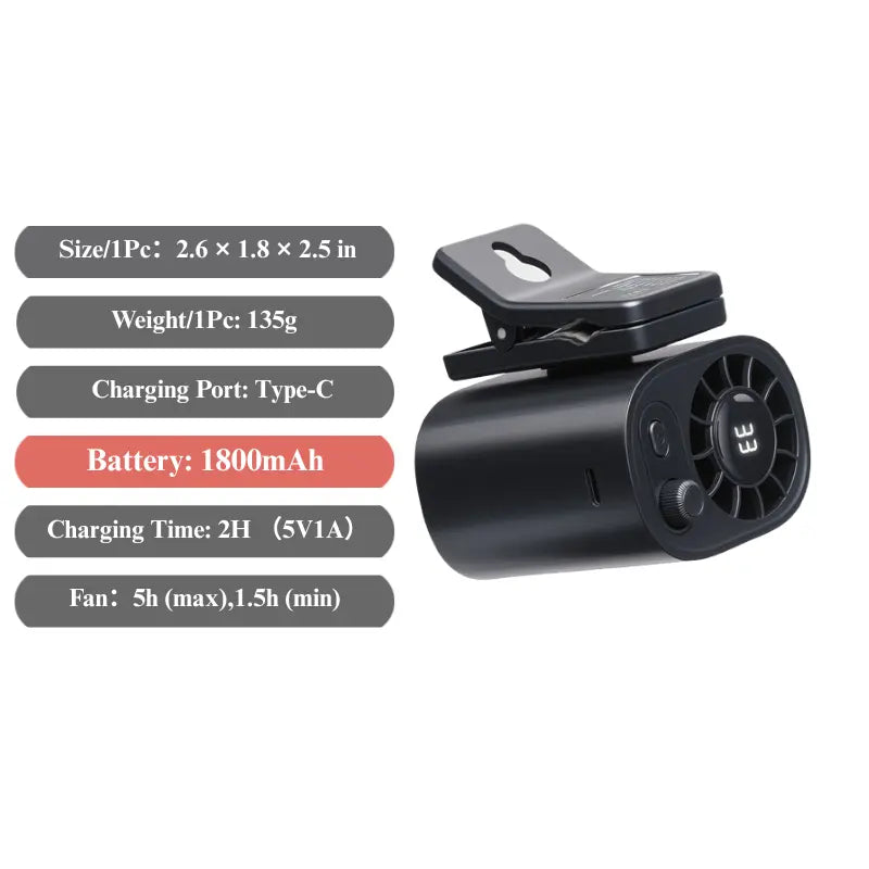 2026 New Car Clip On Air Conditioner Fan with LED Display - 360° Rotation, Portable Mini Cooling System for Auto Vehicle USB Rechargeable, 199 Speeds Adjustable, 16℃ Semi-Cooling Wide Clamp