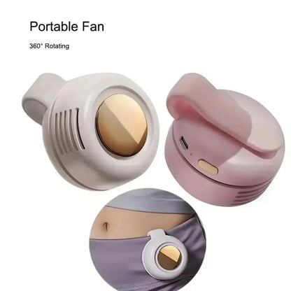 Portable Silent Low Noise Cooling Mini Bladeless Electric Personal Fan, Adjustable 3-speed Suspended Collar & Waist Fans, Rechargeable Rotating Body Fan, Rechargeable Wearable Fan, Suitable for Outdoor & Travel & Office, Travel Accessories #GLOBAL PICKS