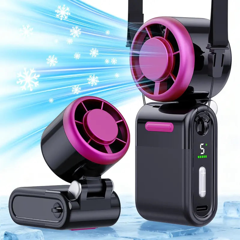 Pocket Fan Mini Portable Handheld Turbo Lightweight Fan 4000mAh 5-Speed Strong Airflow USB Rechargeable Fans with Adjustable Lanyard for Outdoor Travel Beach Summer Gifts for Women & Men