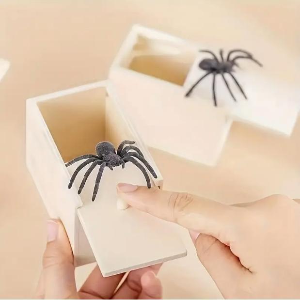 Original Spider Prank Box - Wooden Jump Scare Gag Gift for Adults, Valentine's day, April Fools & Halloween Pranks Kit, Funny Birthday Surprise Toy with Realistic Spider (Best Practical Joke for Men, Teens, Office)