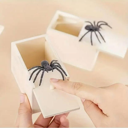 Original Spider Prank Box - Wooden Jump Scare Gag Gift for Adults, Valentine's day, April Fools & Halloween Pranks Kit, Funny Birthday Surprise Toy with Realistic Spider (Best Practical Joke for Men, Teens, Office)
