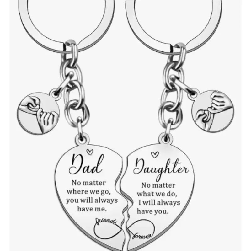 2 Pcs Mother/Father Daughter Heart Matching Keyring Keychain Set Gifts For Mom Mothers Day Gifts from Daughter