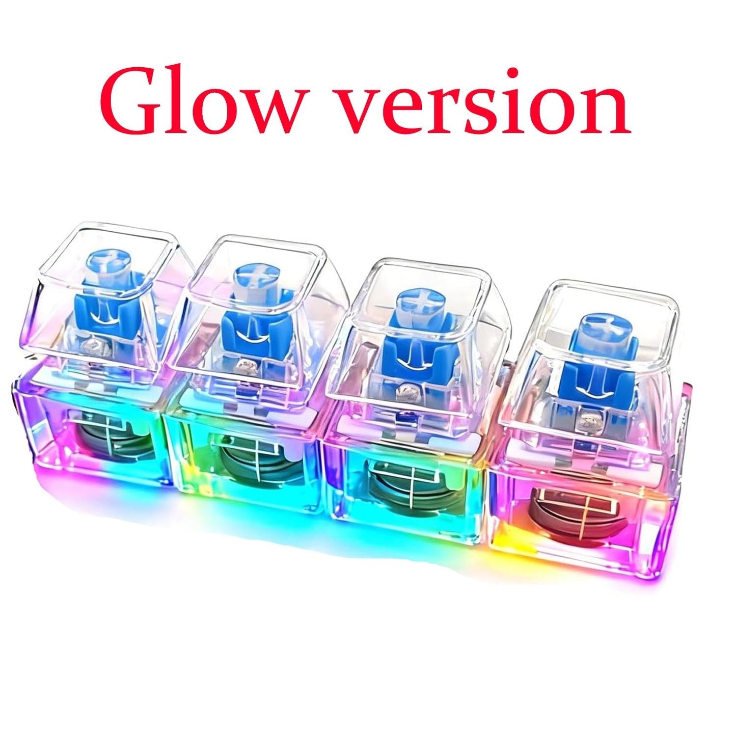 Glowing Keyboard Fidget Keychain, 4-In-1 Decompression Button, Stress Relief Fidget Gift, Transparent Color/, 1 Pcs