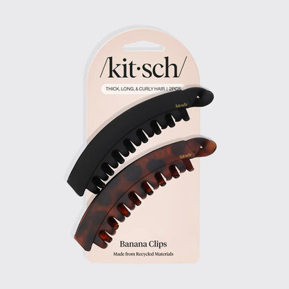 Banana Clip 2pc - Black & Tort, Made of Black Plastic with Tornado Design, Ideal for Food Storage