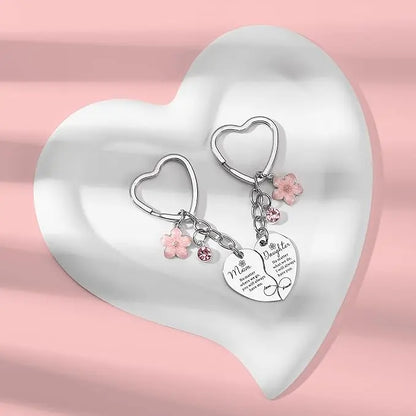 2 Pcs Mother/Father Daughter Heart Matching Keyring Keychain Set Gifts For Mom Mothers Day Gifts from Daughter