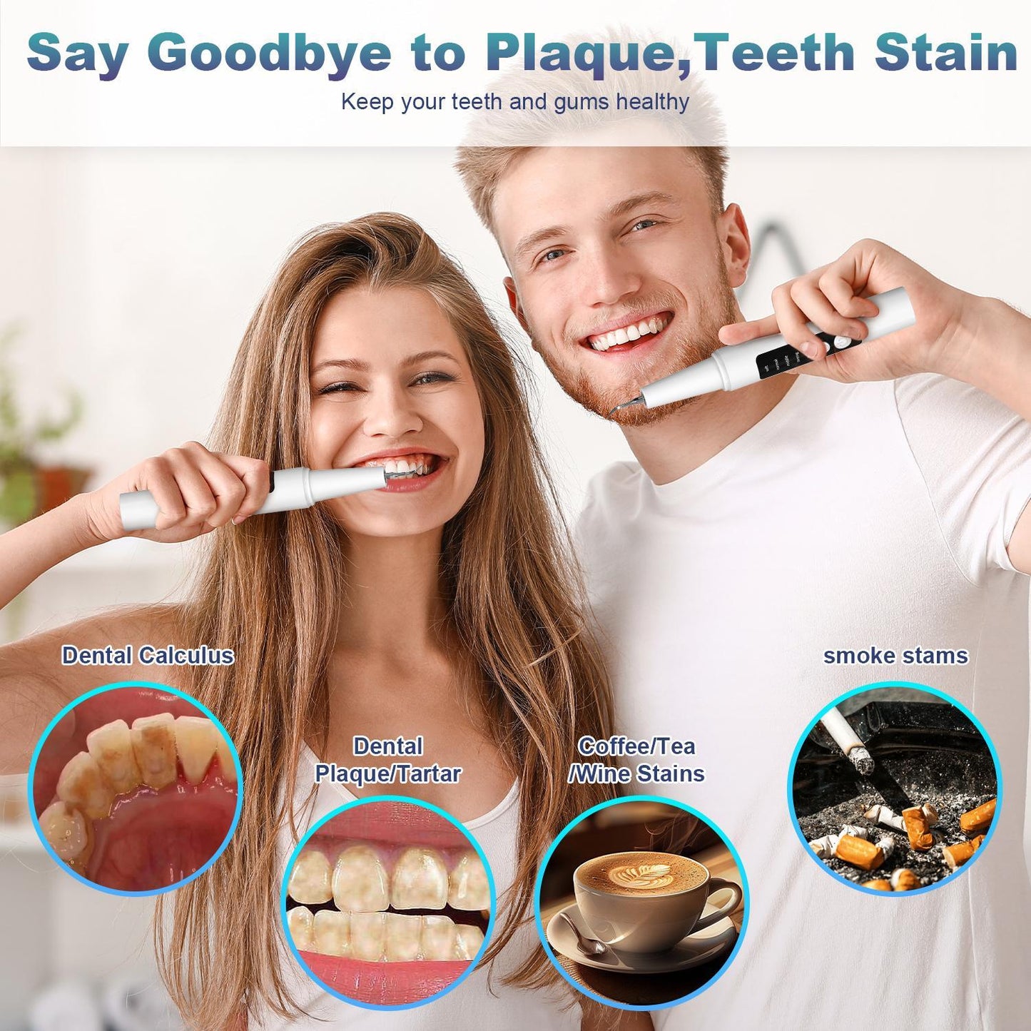 Ultrasonic Dental Plaque Remover for Humans & Pets - Professional Teeth Cleaning Kit for Tartar & Stain Removal, Safe & Gentle Electric Toothbrush for Cats, Dogs and People #SummerVibes
