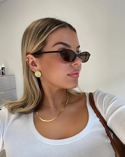 〖Summer Turn Up〗3 PCS Retro Oval Sunglasses for Women Chic Cat Eye 90s Sunnies Lightweight Narrow Shades Trendy UV Protection Sunglasses Vintage Rich Girl Sunglasses Women Sunglasseswomen