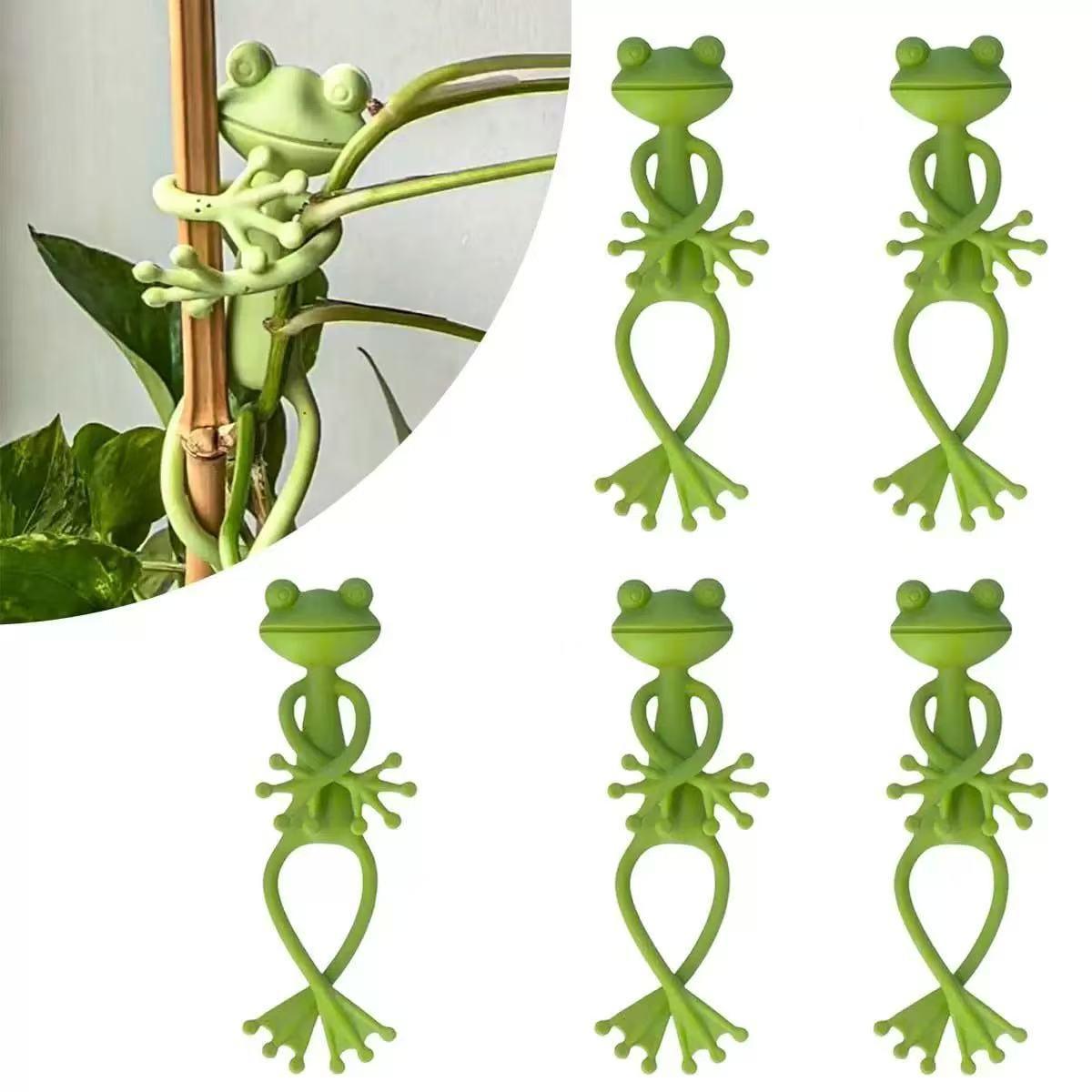 Frog Plant Stand Holder - Cute Flower Pot Clips for Climbing Plants, Indoor Outdoor Use, Stable Support to Make Plants Grow Upright