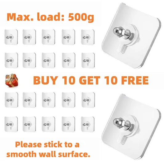 BUY 10 GET 10 FREE 20PCS Adhesive Frame Hooks Wall Mount Self-Adhesive Hooks Suitable for Bathroom and Kitchen Decoration