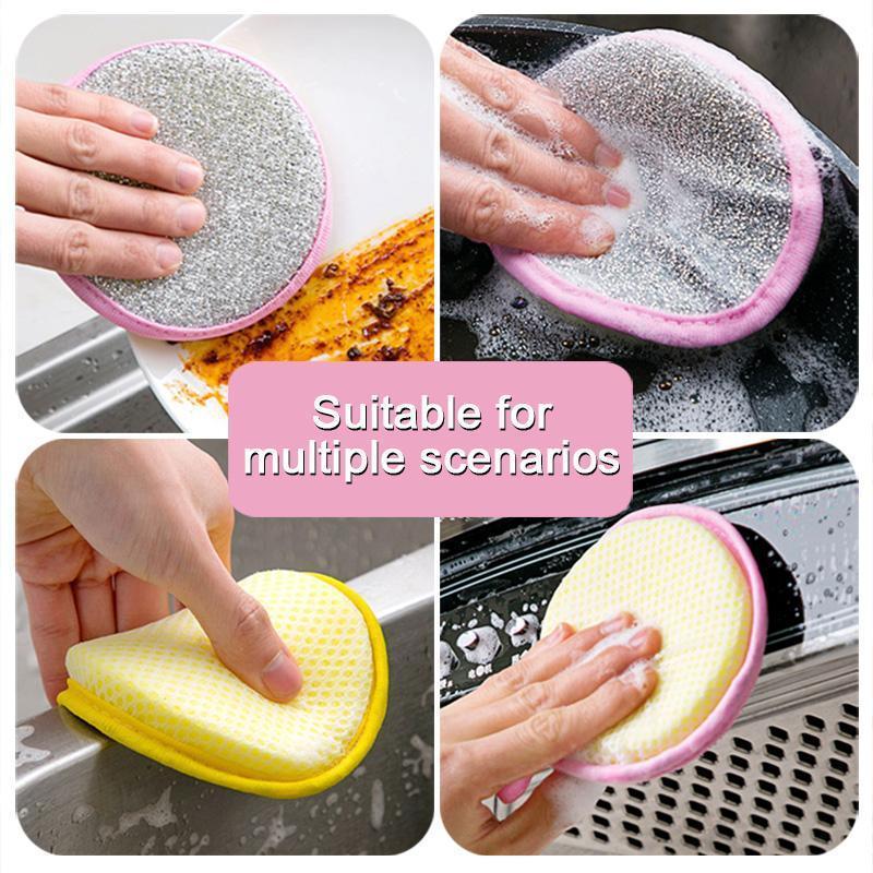 Random Color Double-sided Dishwashing Sponge 5pcs Portable Durable Hanging Multifunctional Kitchen Cleaning Sponge Household Cleaning Tool