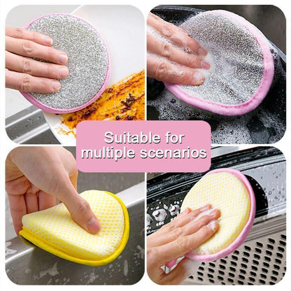 Random Color Double-sided Dishwashing Sponge 5pcs Portable Durable Hanging Multifunctional Kitchen Cleaning Sponge Household Cleaning Tool