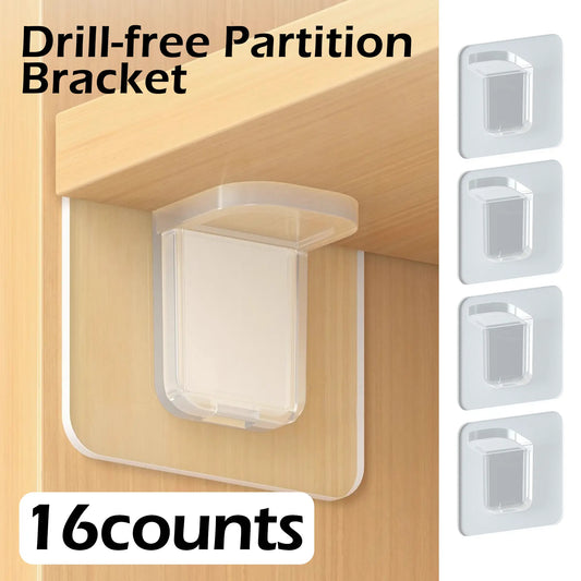 16 Counts Shelf Support Pegs, Self-Adhesive Bracket without Punch, Strong Partition Pin for Kitchen Cabinet Clapboard Bookcase