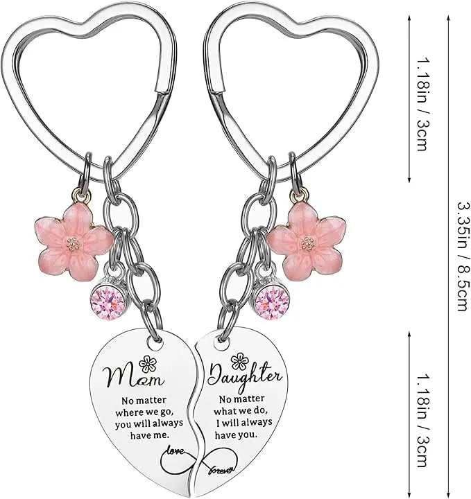 2 Pcs Mother/Father Daughter Heart Matching Keyring Keychain Set Gifts For Mom Mothers Day Gifts from Daughter