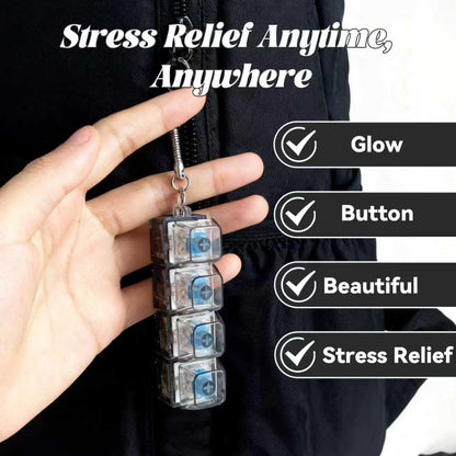 Glowing Keyboard Fidget Keychain, 4-In-1 Decompression Button, Stress Relief Fidget Gift, Transparent Color/, 1 Pcs