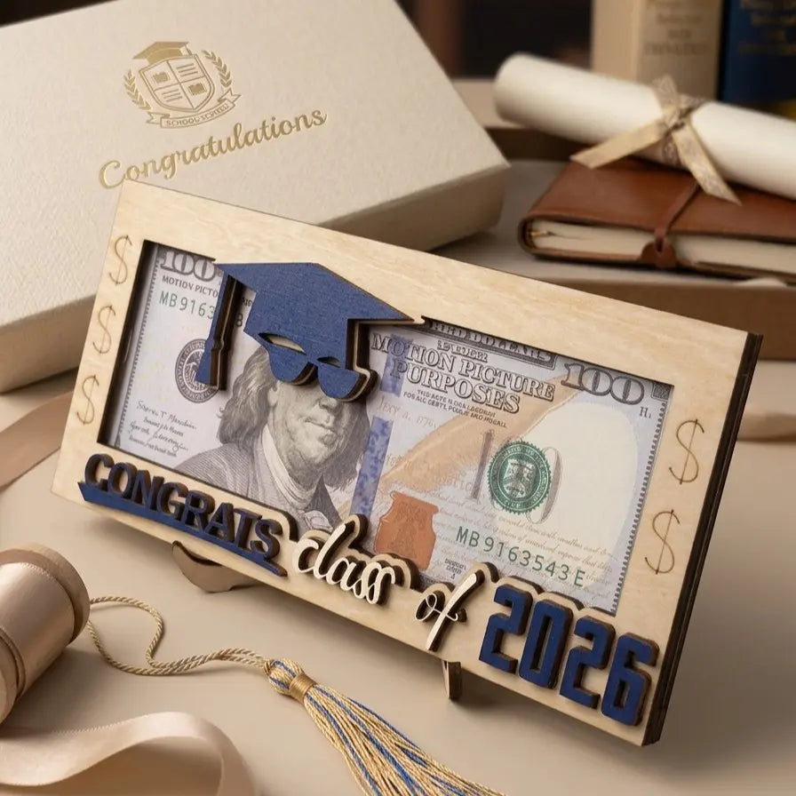 Graduation 2026 Money Holder-Unique Wooden Cash Gift Box for Class of 2026, Creative Graduation Gift for Seniors