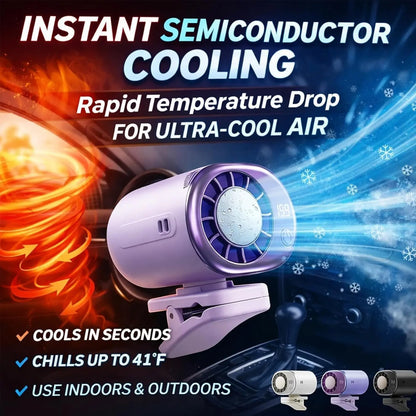2026 New Car Clip On Air Conditioner Fan with LED Display - 360° Rotation, Portable Mini Cooling System for Auto Vehicle USB Rechargeable, 199 Speeds Adjustable, 16℃ Semi-Cooling Wide Clamp
