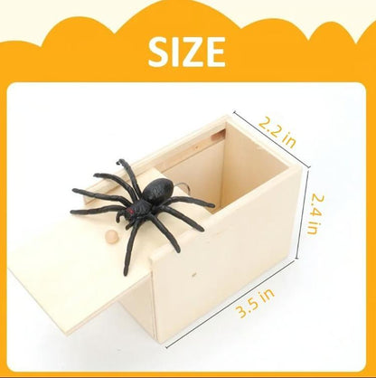 Original Spider Prank Box - Wooden Jump Scare Gag Gift for Adults, Valentine's day, April Fools & Halloween Pranks Kit, Funny Birthday Surprise Toy with Realistic Spider (Best Practical Joke for Men, Teens, Office)
