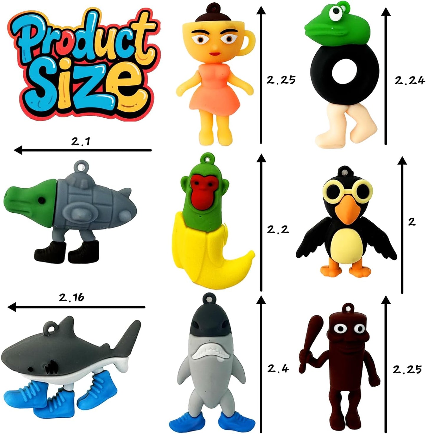 Italian Brainrot Toys 24pcs Tralalero Tralala Meme Shark Figures 2.5in Funny Animals Keychain Decor Summervibes Gifts for Fans Squishy Bag Charms Car Accessories Collector Set Fun Collectibles Silicone Figurines Decorative Figurines