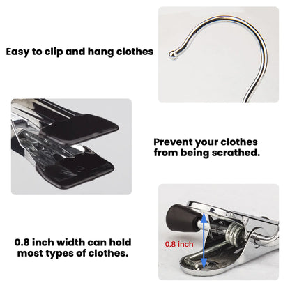 16 Counts Boot Hangers Clips, Premium Hooks Hanging Clips, Heavy Duty Closet Hanger Organizer for Home Travel , Multi-Purpose Clips for Laundry Clothes Accessories，black