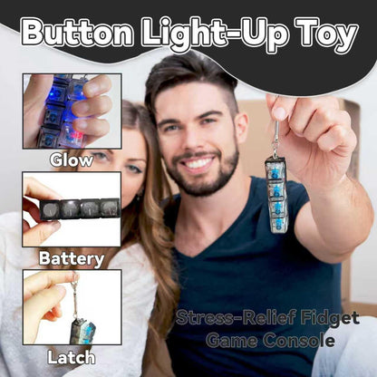 Glowing Keyboard Fidget Keychain, 4-In-1 Decompression Button, Stress Relief Fidget Gift, Transparent Color/, 1 Pcs