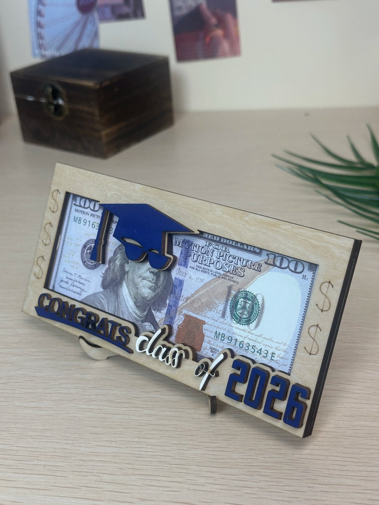Graduation 2026 Money Holder-Unique Wooden Cash Gift Box for Class of 2026, Creative Graduation Gift for Seniors