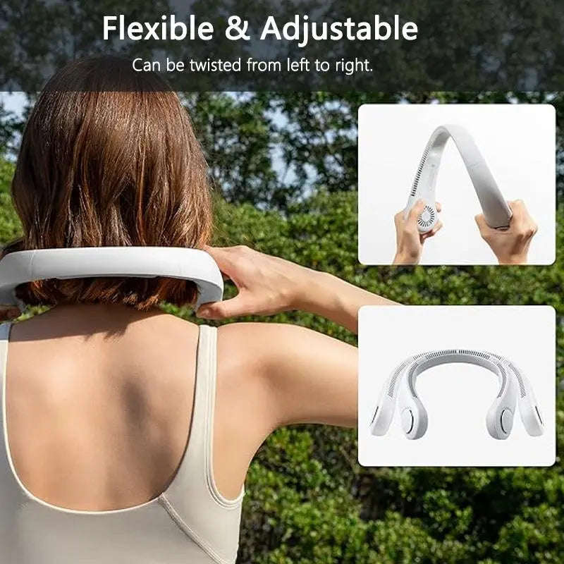 Portable Neck Fan, 3-speed Rechargeable Bladeless Neck Fan, Energy Saving Fan, Multifunctional Fan, Adjustable Neck Wearable Fan for Women & Men, Usb Portable Fan, Cooling Fan for Travel, Indoor, Outdoors & Sports, Wearable Cooling Fans, Usb Charging Fan
