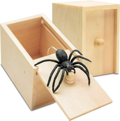 Original Spider Prank Box - Wooden Jump Scare Gag Gift for Adults, Valentine's day, April Fools & Halloween Pranks Kit, Funny Birthday Surprise Toy with Realistic Spider (Best Practical Joke for Men, Teens, Office)