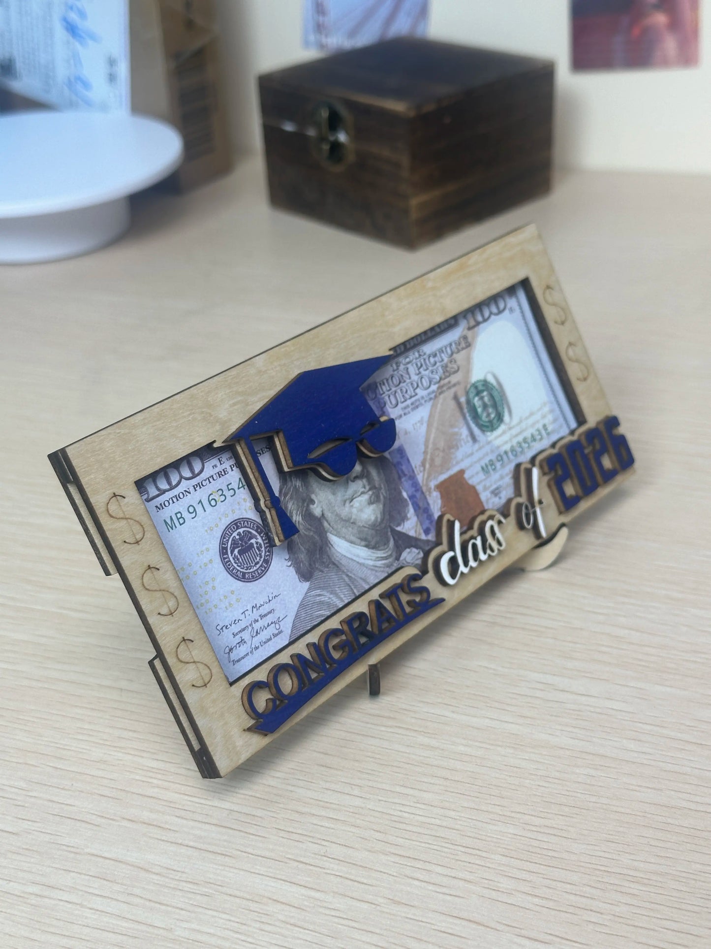 Graduation 2026 Money Holder-Unique Wooden Cash Gift Box for Class of 2026, Creative Graduation Gift for Seniors