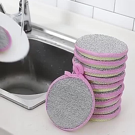 Random Color Double-sided Dishwashing Sponge 5pcs Portable Durable Hanging Multifunctional Kitchen Cleaning Sponge Household Cleaning Tool