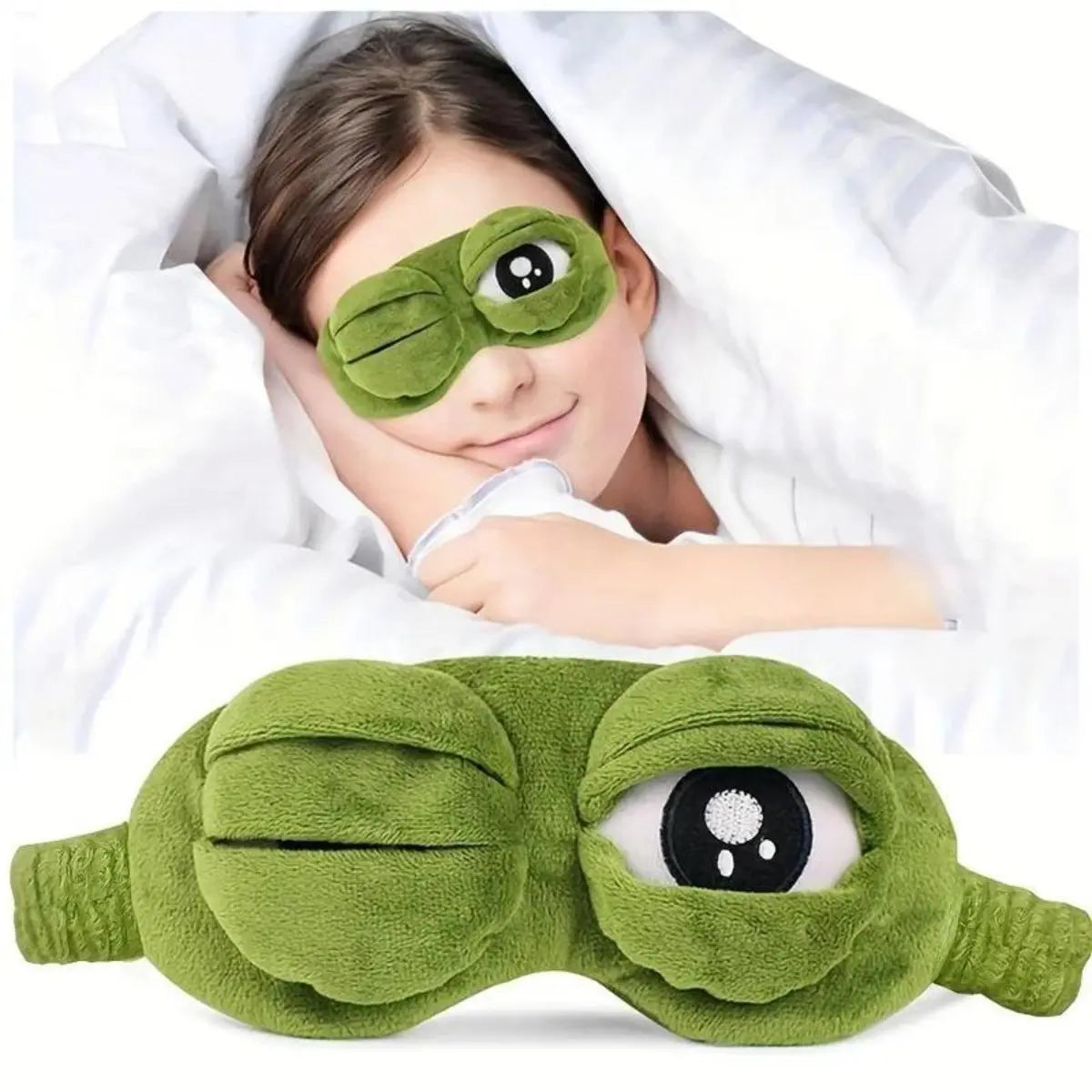 3D Frog Eye Mask, Soft Cute 3D Shaping Cartoon Eyeshade, Hypoallergenic Portable Blindfold for Travel and Napping, Whimsical Gifts for Adults