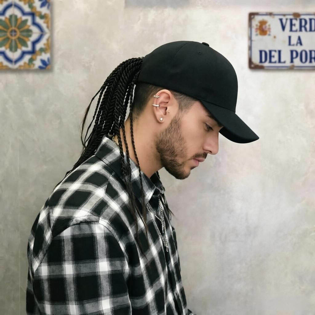 Hip-Hop Punk Baseball Cap with Braided Dreadlock Wig Adjustable Snapback High-Temperature Fiber Black Brown 35.05cm 44.96cm for Motorcycle Style Urban Fashion