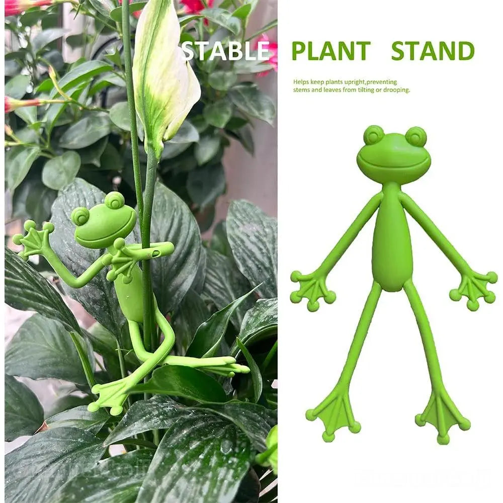 Frog Plant Stand Holder - Cute Flower Pot Clips for Climbing Plants, Indoor Outdoor Use, Stable Support to Make Plants Grow Upright