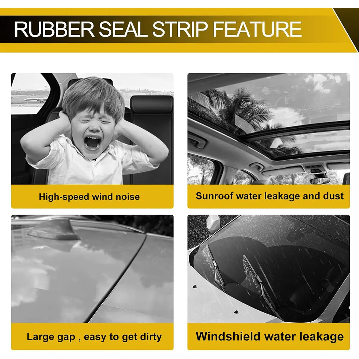 Car Windshield Rubber Seal, Car Windshield Seal Strip, Universal Car Window Seal, Car Exterior Accessories for Car Roof Windshield,Easy to Install,Water leakage prevention