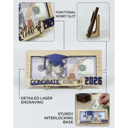 Graduation 2026 Money Holder-Unique Wooden Cash Gift Box for Class of 2026, Creative Graduation Gift for Seniors