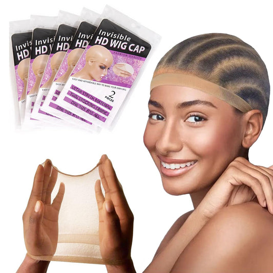 HD Wig Caps 5 Packages 10pcs - Light Brown Elastic Medium Nylon Stocking Caps for Cosplay, Breathable Wig Caps for Comfort and Style