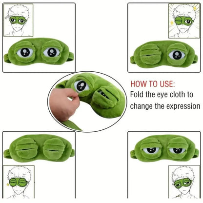 3D Frog Eye Mask, Soft Cute 3D Shaping Cartoon Eyeshade, Hypoallergenic Portable Blindfold for Travel and Napping, Whimsical Gifts for Adults