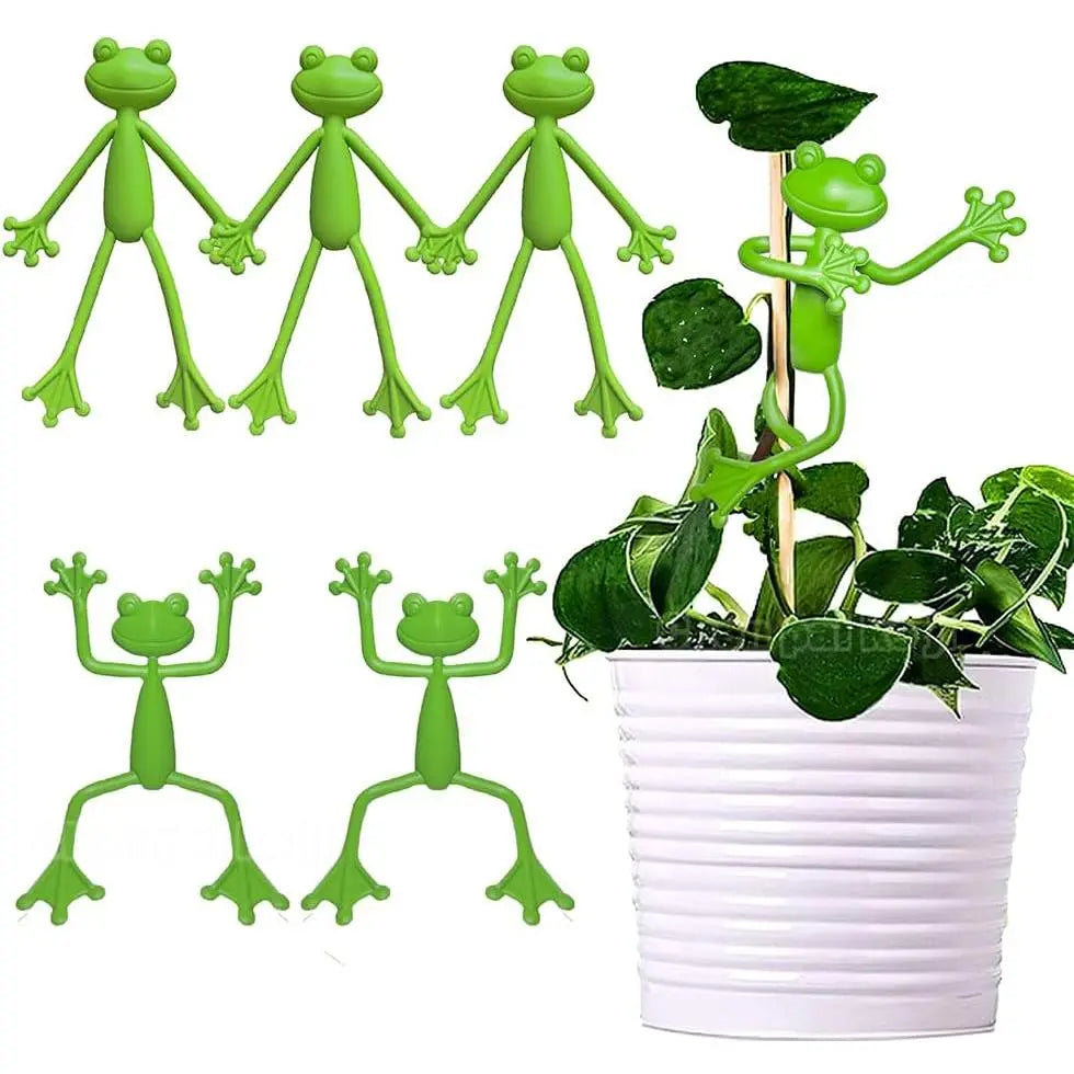 Frog Plant Stand Holder - Cute Flower Pot Clips for Climbing Plants, Indoor Outdoor Use, Stable Support to Make Plants Grow Upright