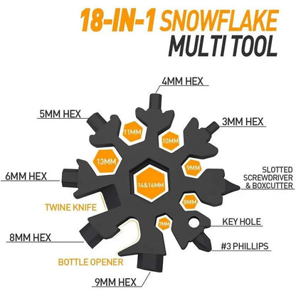 Viral 18-in-1 Snowflake Multi-tool Stainless Steel Portable Wrench All-in-One Screwdriver & Bottle Opener Must-Have Survival Gadget for Outdoor Activities