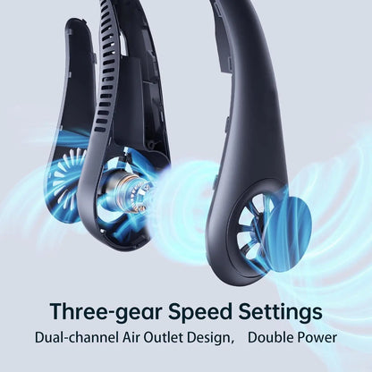 Portable Neck Fan, 3-speed Rechargeable Bladeless Neck Fan, Energy Saving Fan, Multifunctional Fan, Adjustable Neck Wearable Fan for Women & Men, Usb Portable Fan, Cooling Fan for Travel, Indoor, Outdoors & Sports, Wearable Cooling Fans, Usb Charging Fan