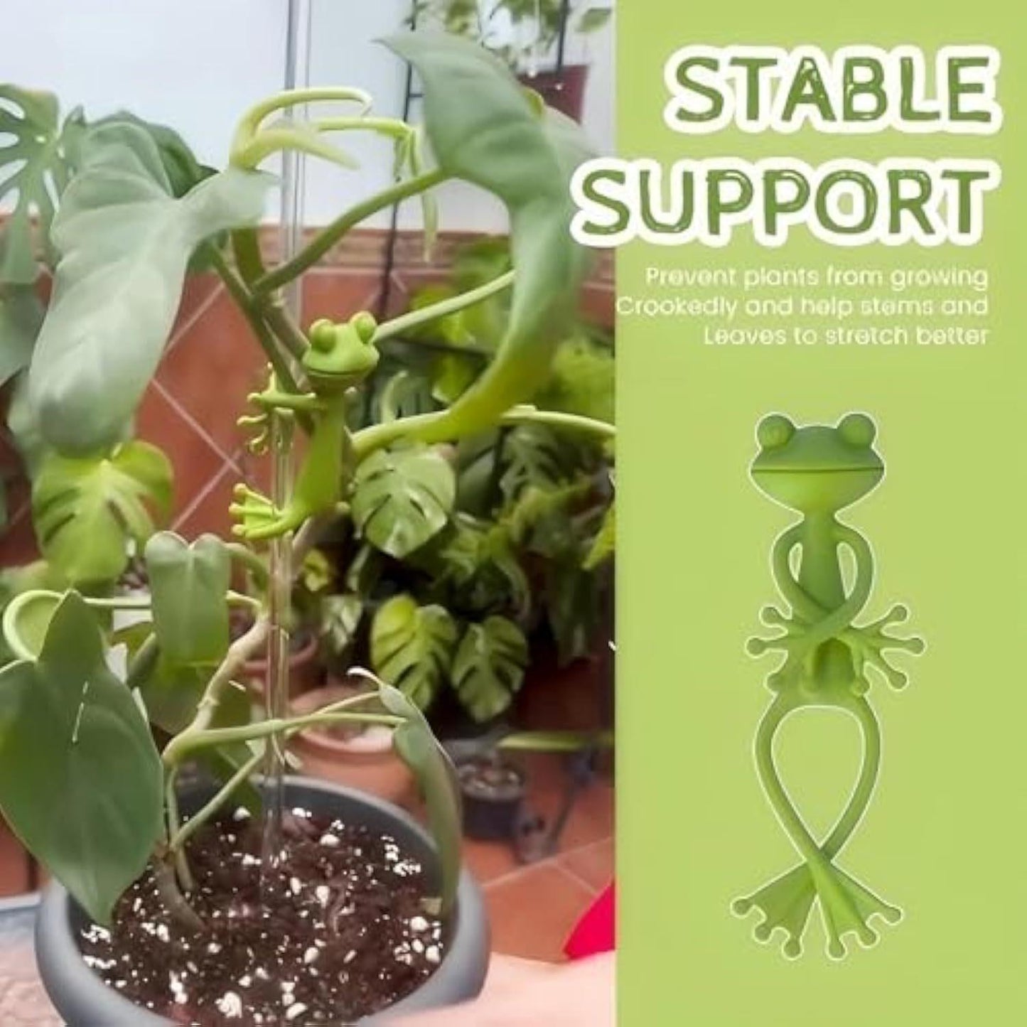 Frog Plant Stand Holder - Cute Flower Pot Clips for Climbing Plants, Indoor Outdoor Use, Stable Support to Make Plants Grow Upright
